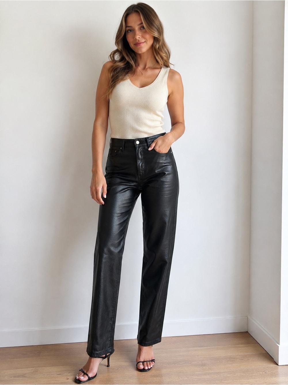 Wilfred Black Straight-Leg Faux Leather Pants